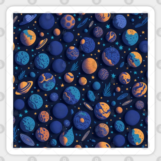 Seamless Patterns of Planets and Stars Sticker by JEWEBIE